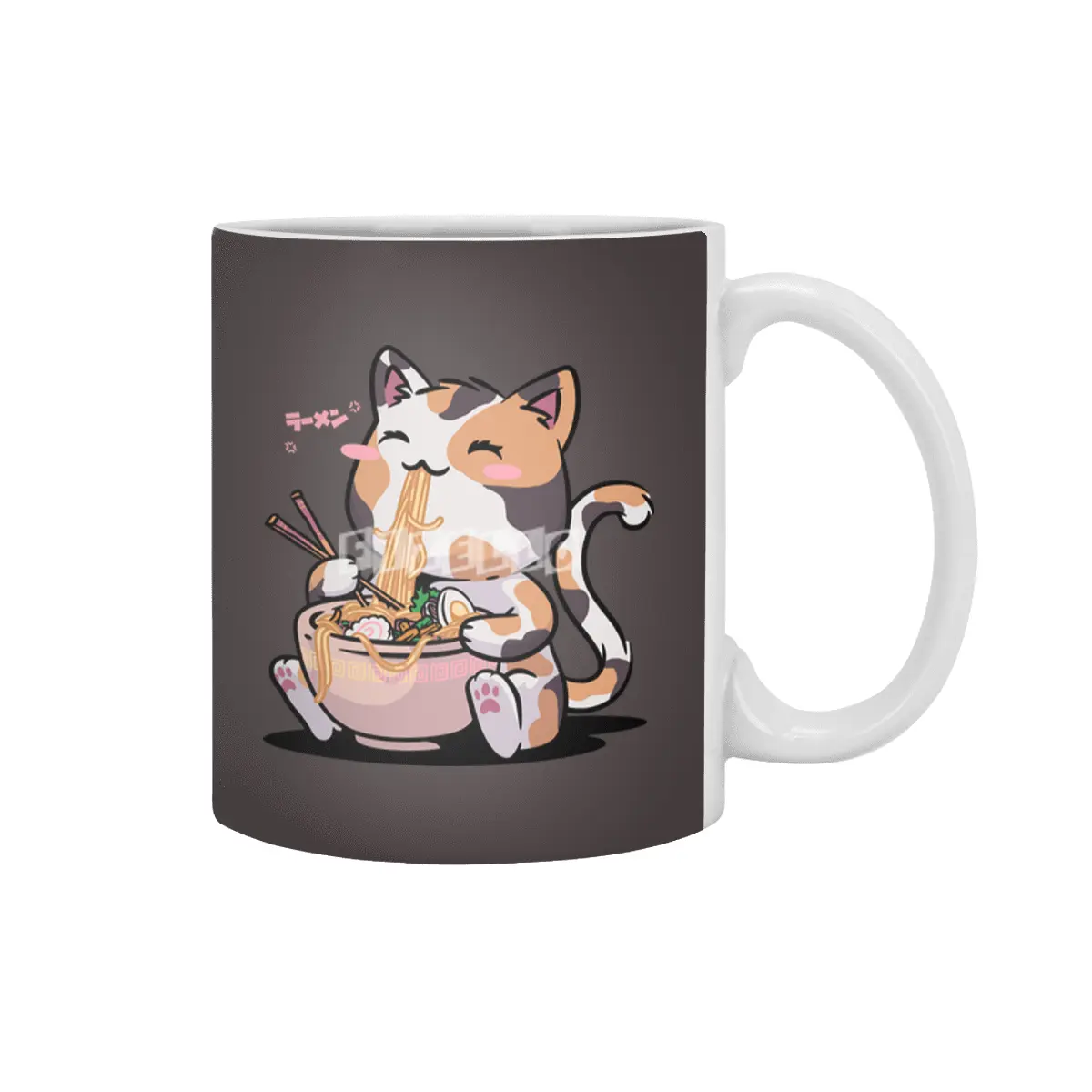 Kawaii Neko Cat Ramen Bowl Anime Otaku Color Cat Beyaz Kupa