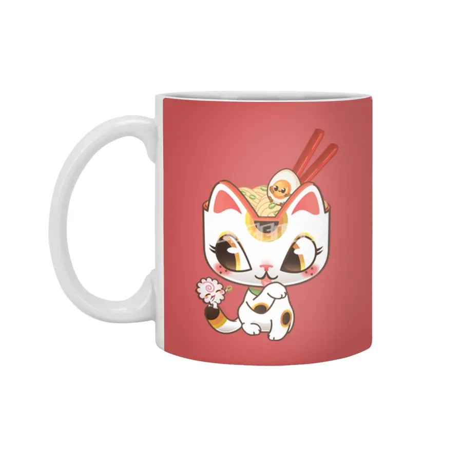 Lucky Ramen Cat Beyaz Kupa
