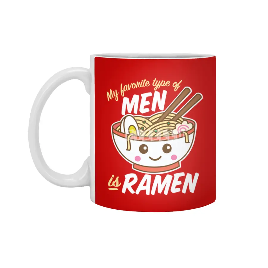 My Favorite Type of Men is Ramen Food Pun Beyaz Kupa