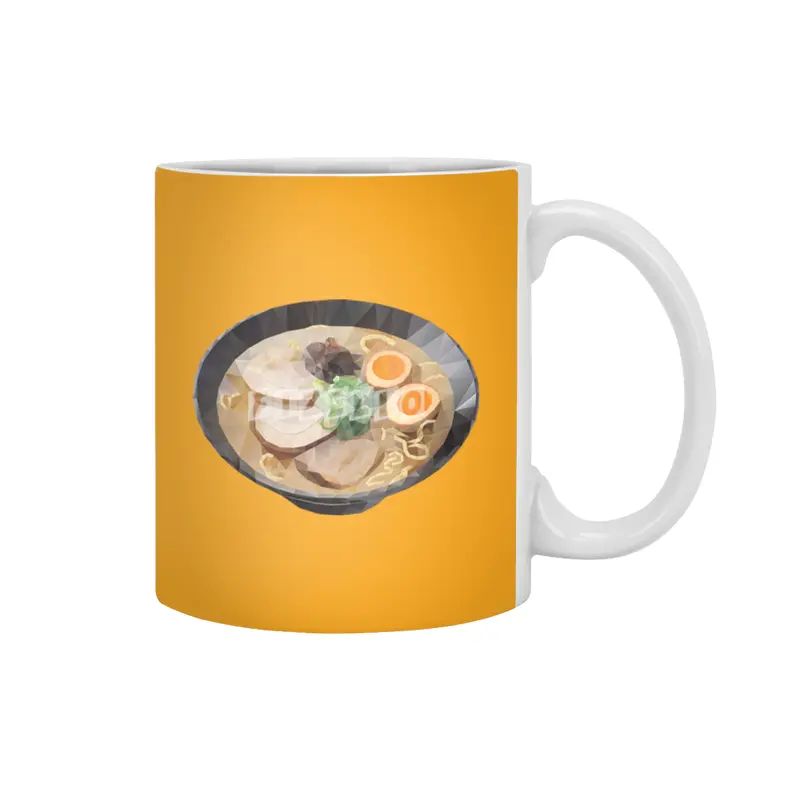Japanese Tonkotsu Ramen Polygon Art Beyaz Kupa