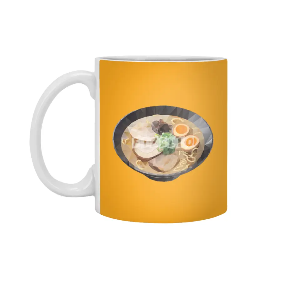 Japanese Tonkotsu Ramen Polygon Art Beyaz Kupa