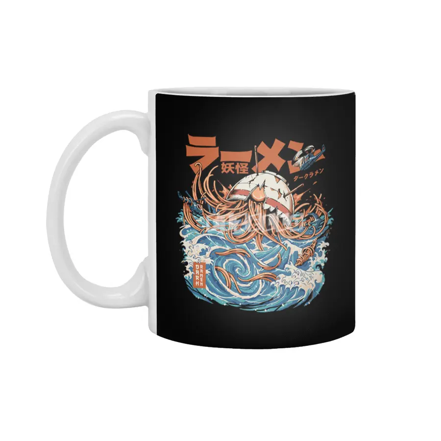 Black Dark Great Ramen off Kanagawa Beyaz Kupa