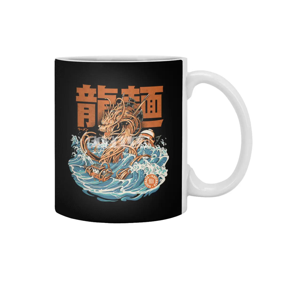 Black Great Ramen Dragon off Kanagawa Beyaz Kupa