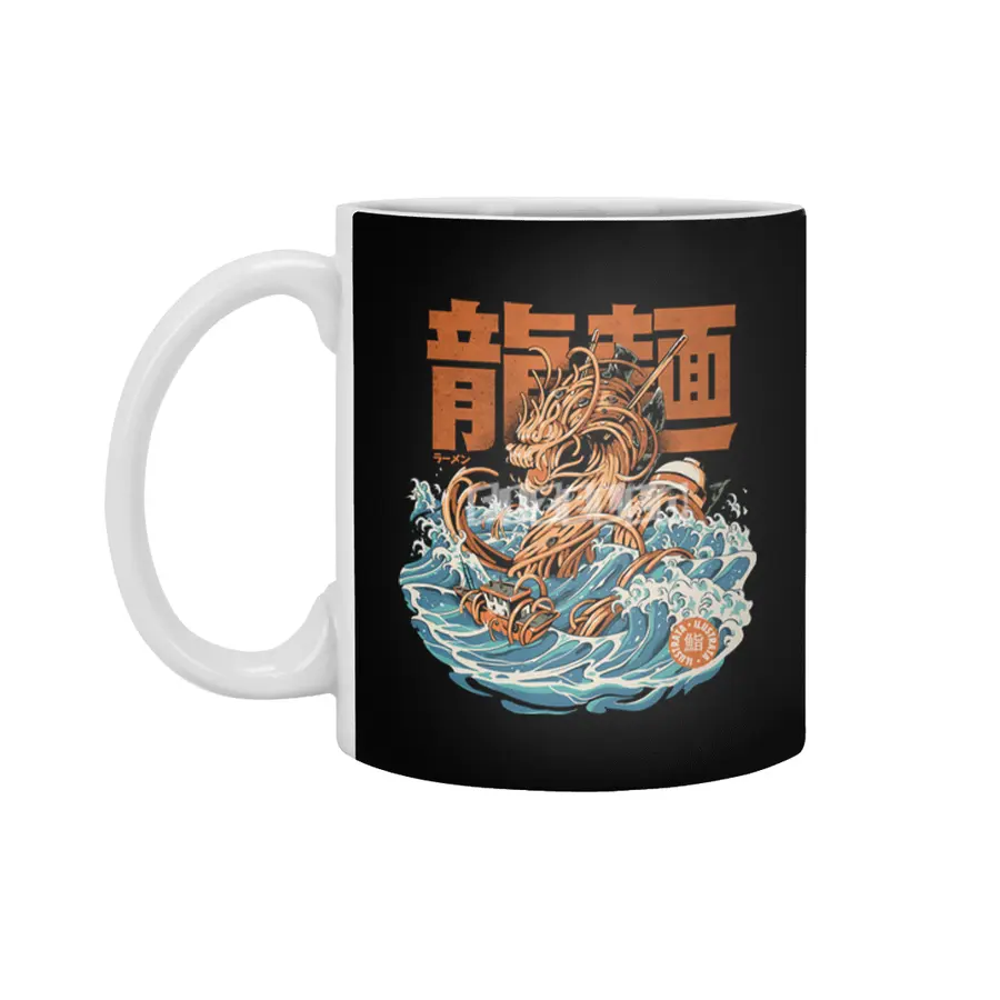 Black Great Ramen Dragon off Kanagawa Beyaz Kupa