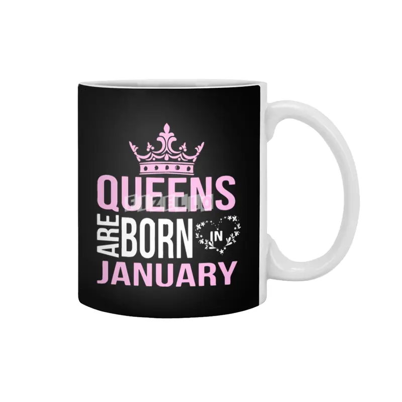 Queens are born in January T-shirt Beyaz Kupa