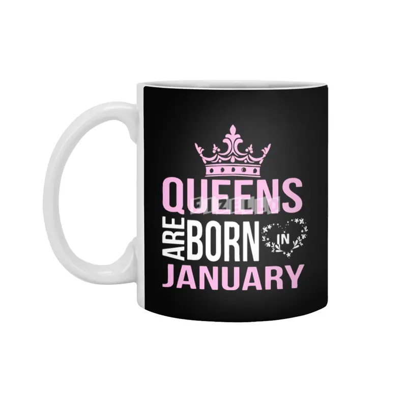Queens are born in January T-shirt Beyaz Kupa