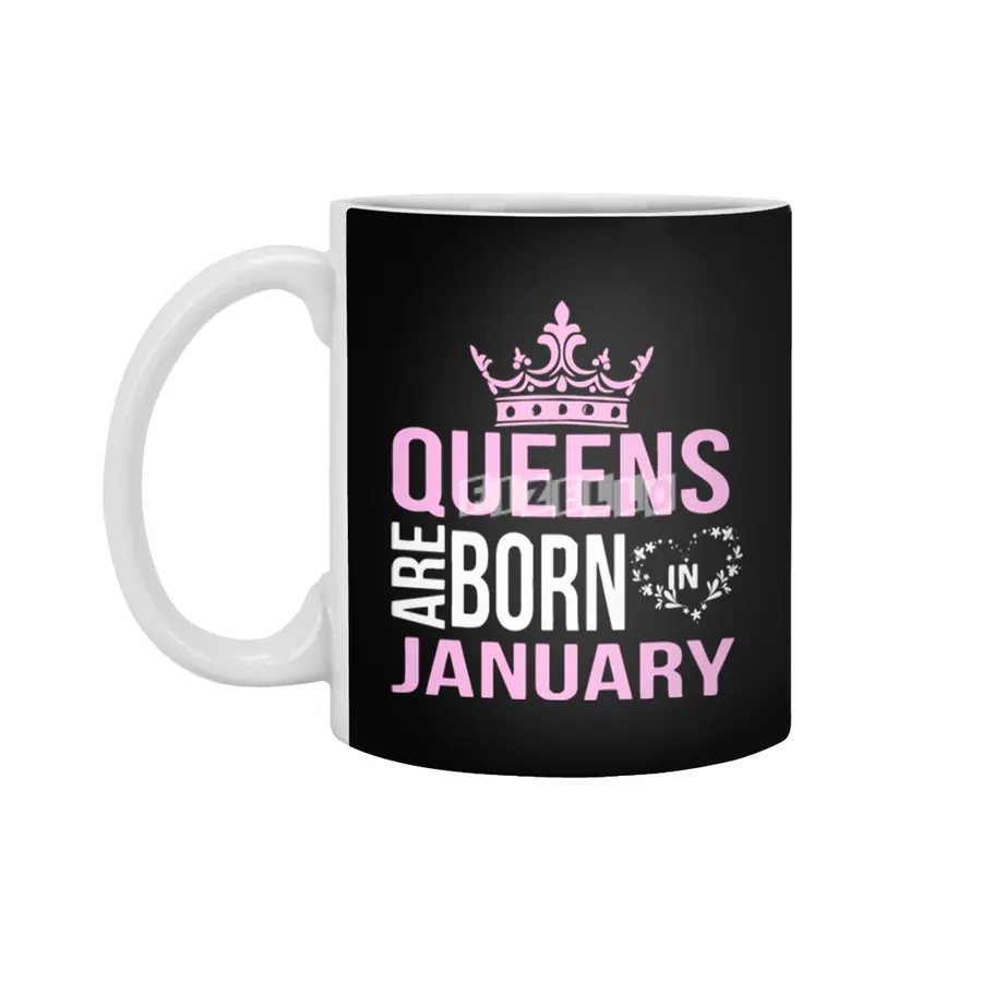 Queens are born in January T-shirt Beyaz Kupa