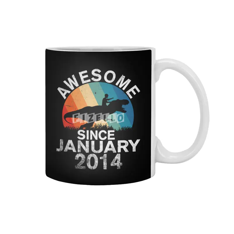 Awesome Since January 2014 6th Birthday Gift 6 Year Old T-Shirt Beyaz Kupa