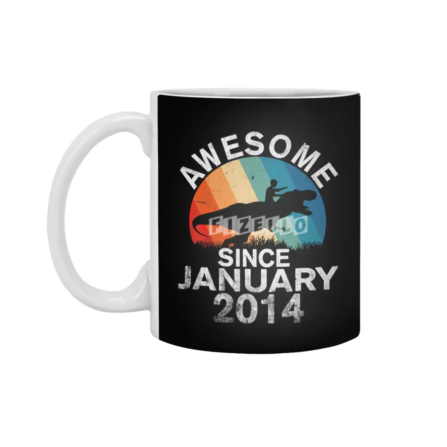 Awesome Since January 2014 6th Birthday Gift 6 Year Old T-Shirt Beyaz Kupa