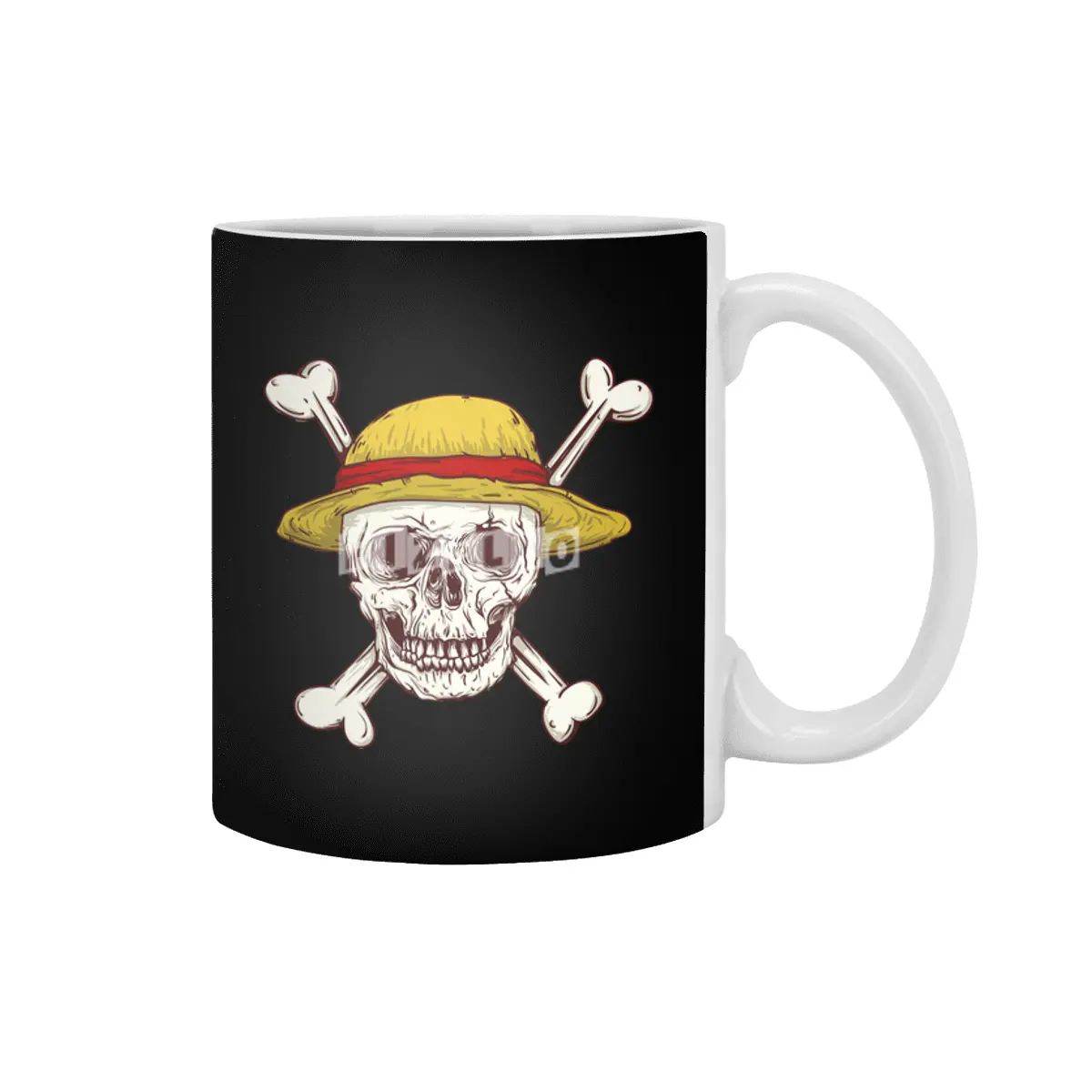 straw hat skull cross bones pirates Beyaz Kupa