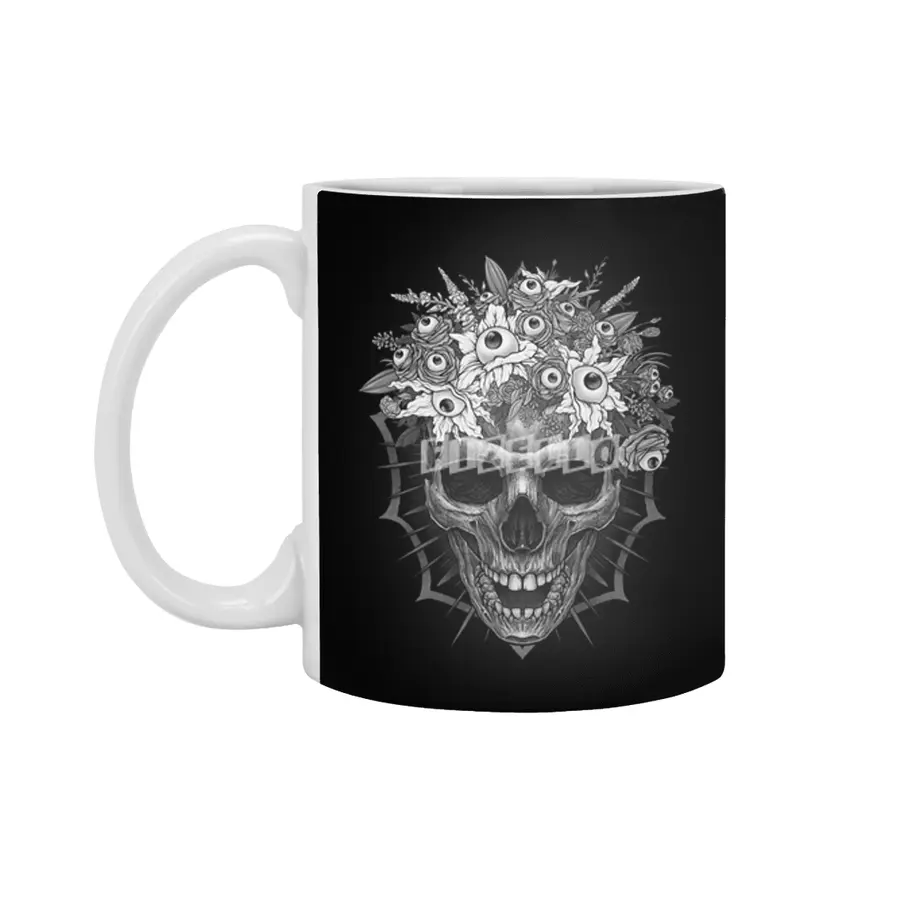 Bones and Botany Skull and creepy eyeball bouquet Beyaz Kupa