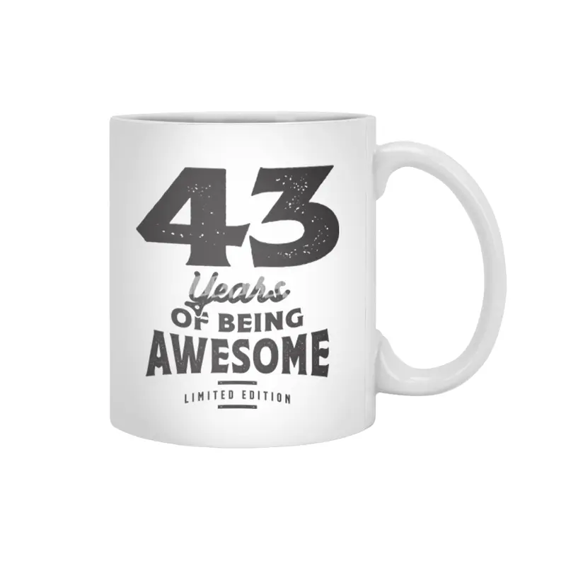 43 Years Of Being Awesome 43rd Birthday Beyaz Kupa