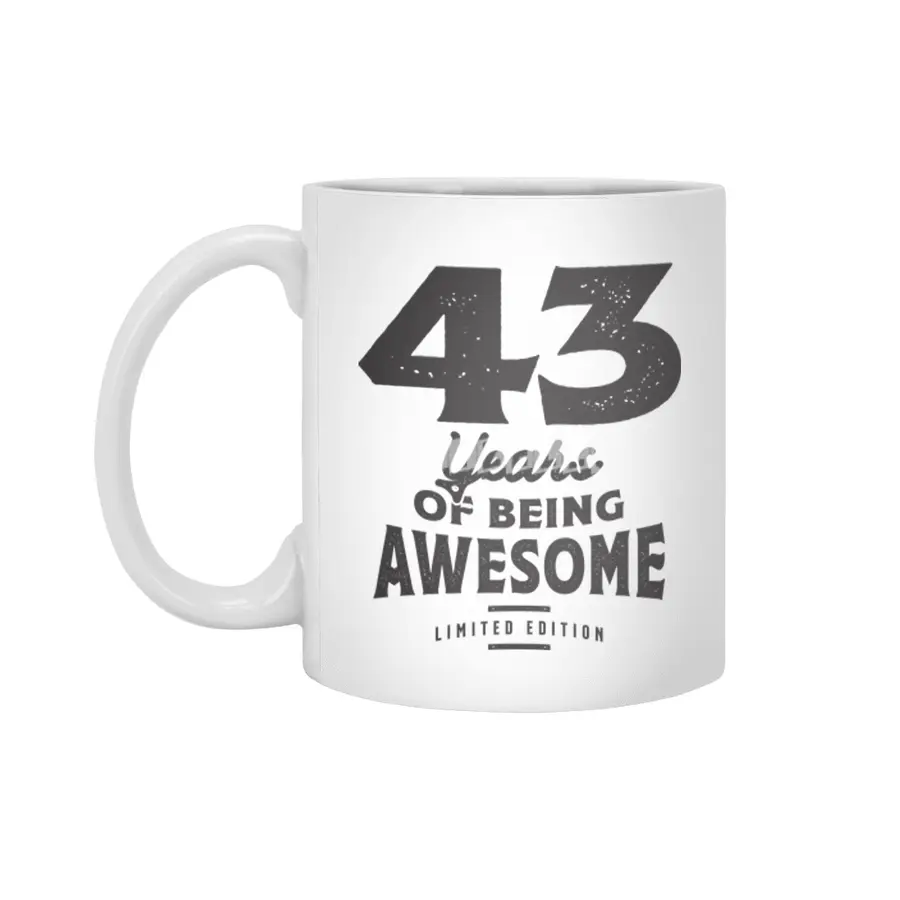 43 Years Of Being Awesome 43rd Birthday Beyaz Kupa