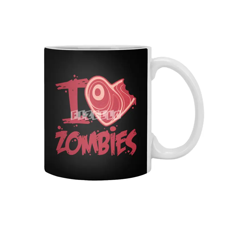 I Love Zombies with Meat Heart Beyaz Kupa