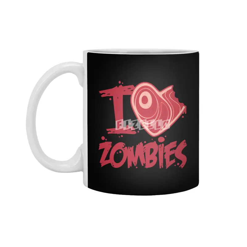 I Love Zombies with Meat Heart Beyaz Kupa