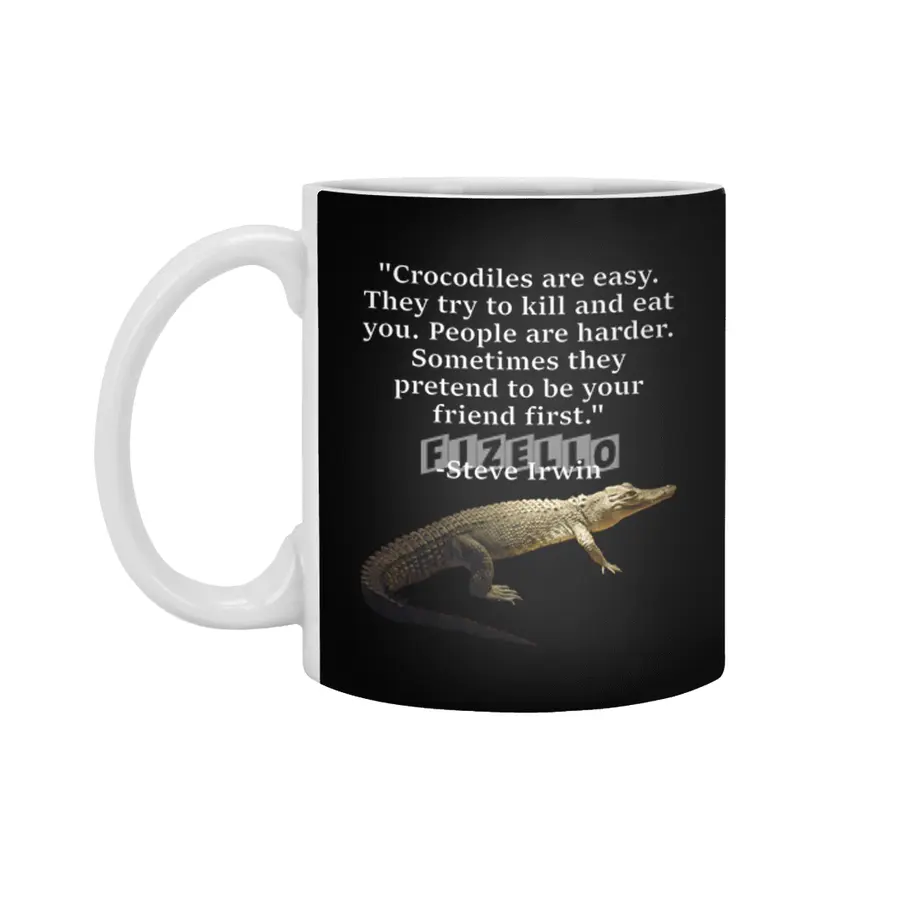Morelet's Crocodile with Steve Irwin Quote Beyaz Kupa