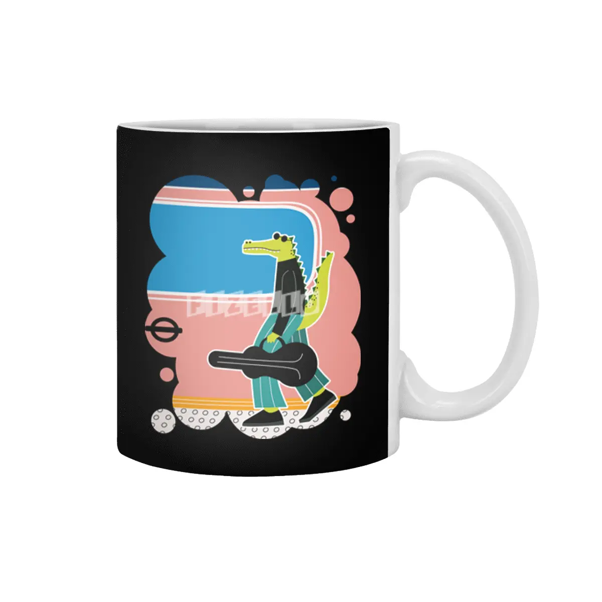 Mr. Crocodile and His Guitar Musical Illustration Beyaz Kupa
