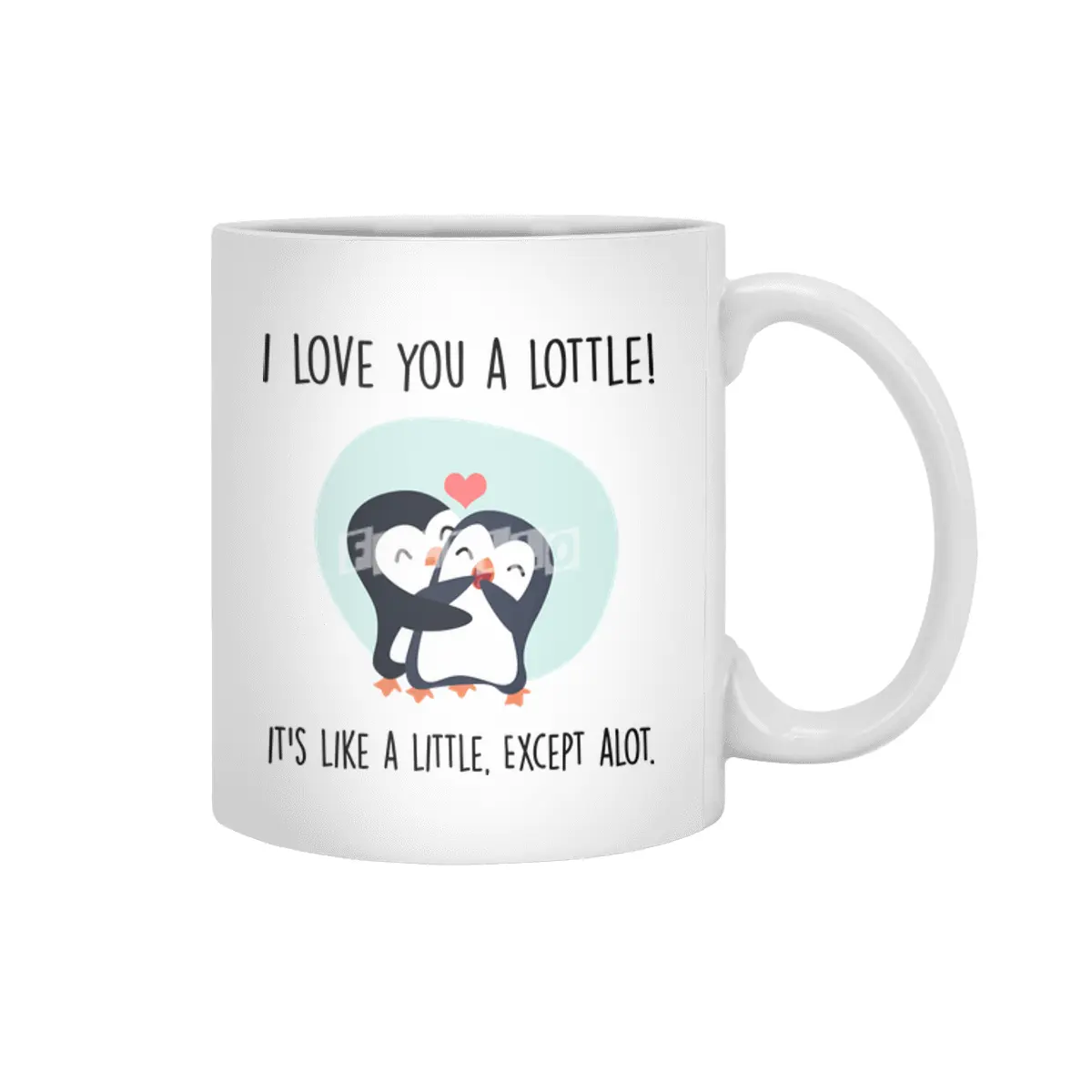 Cute Penguin Couple | I love you a lottle. It's like a little, except a lot Beyaz Kupa