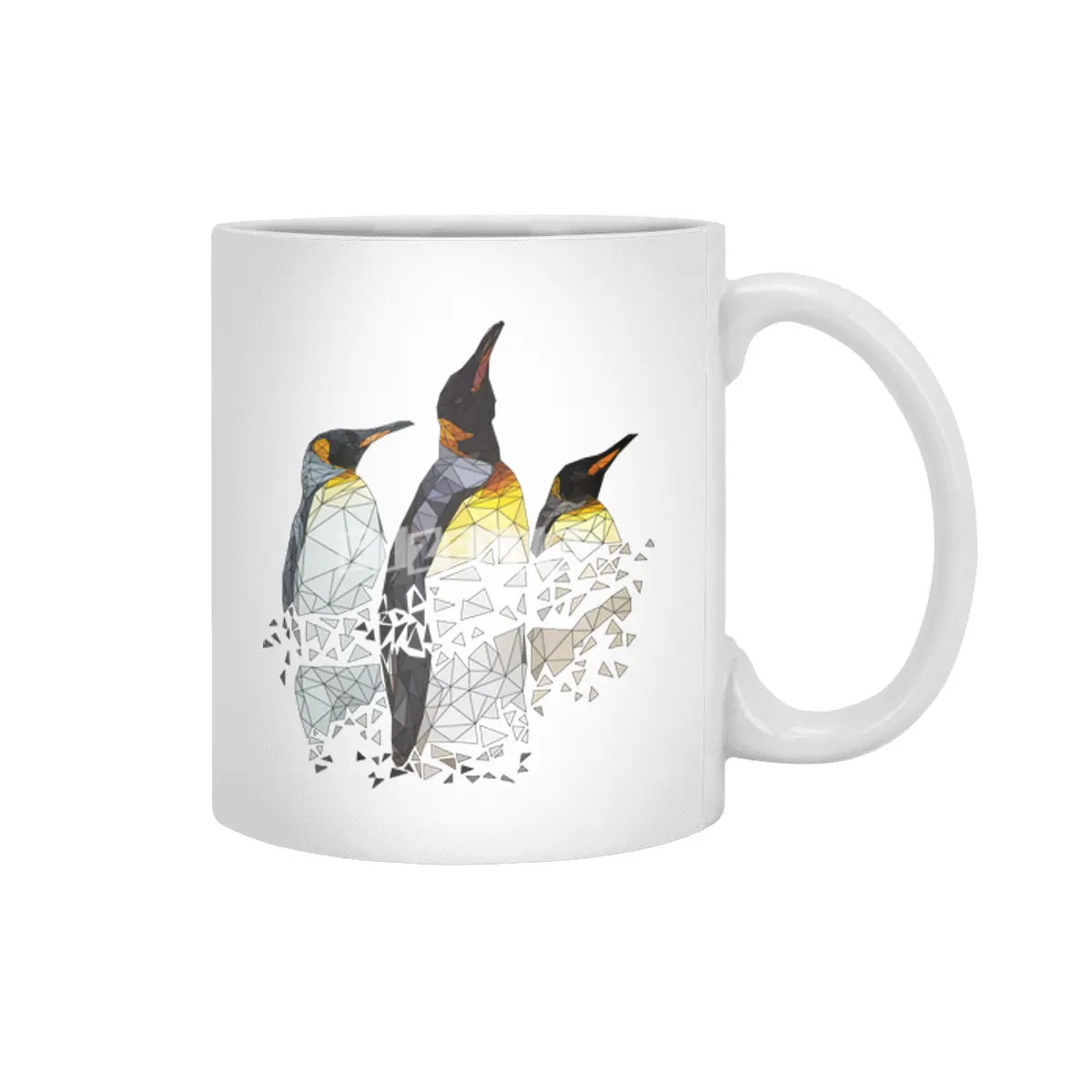 Low Poly Penguin Trio Beyaz Kupa