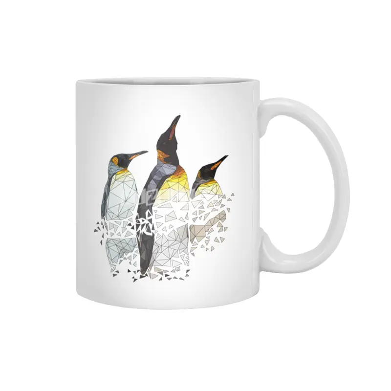 Low Poly Penguin Trio Beyaz Kupa