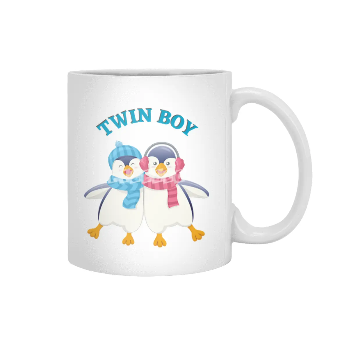 Twin outfit - twin boy penguin is standing Beyaz Kupa