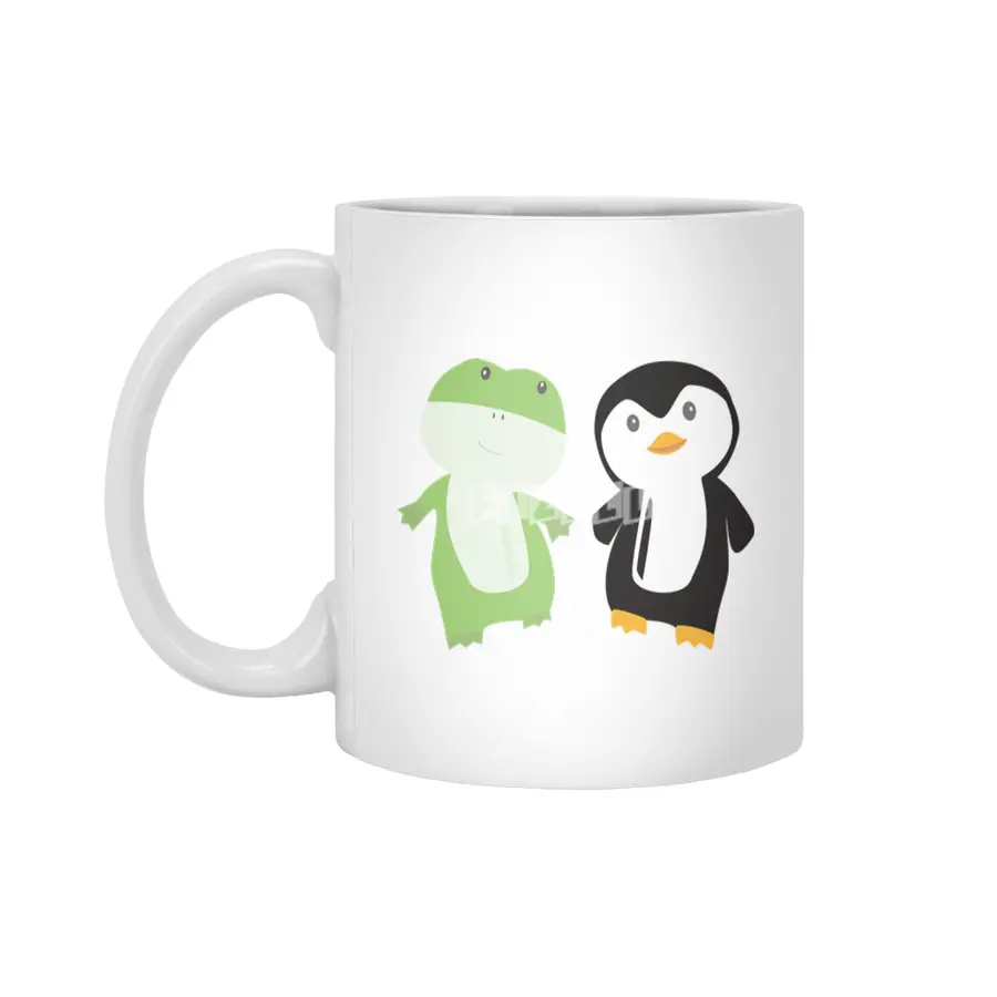Frog Penguin Funny Animal Friends Kids Beyaz Kupa