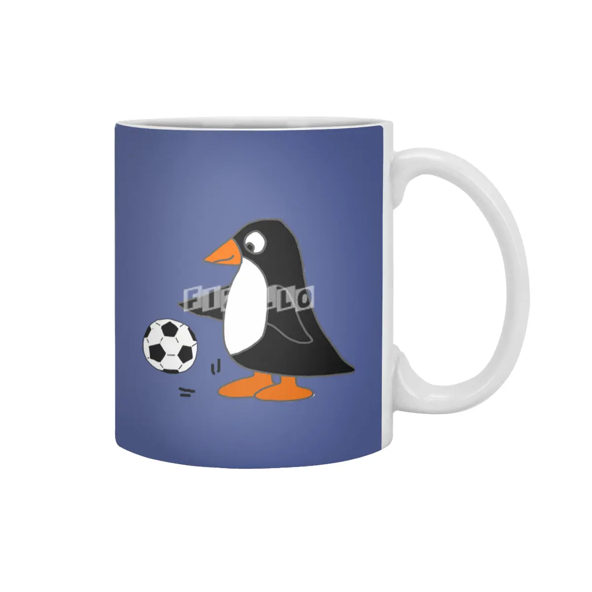 Funny Penguin Playing Soccer Sports Cartoon Beyaz Kupa