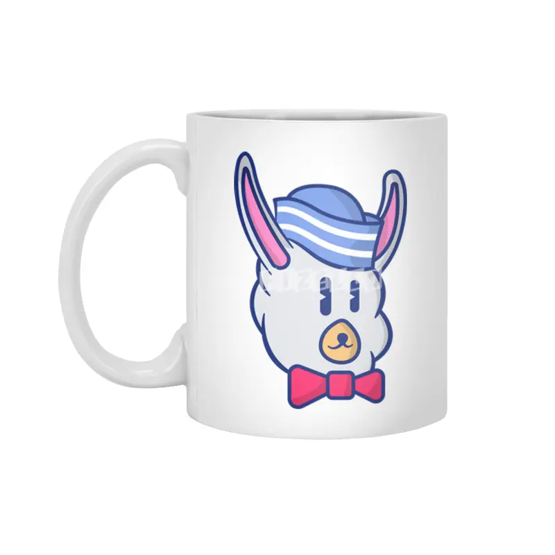 cute sailor alpaca illustration character Beyaz Kupa
