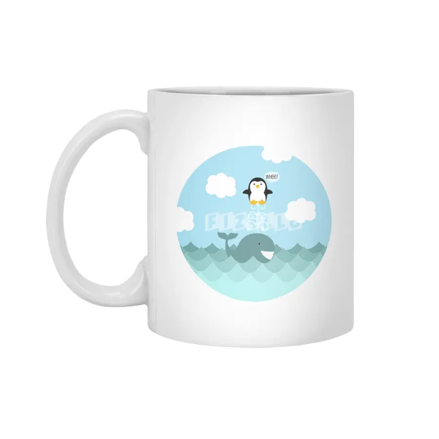 Whale and Penguin Playing Around Beyaz Kupa