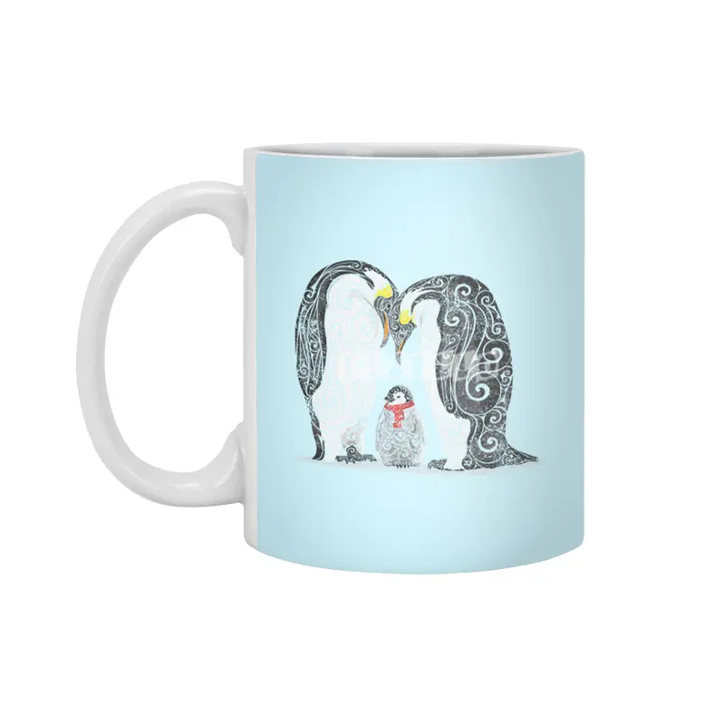 Swirly Penguin Family Beyaz Kupa
