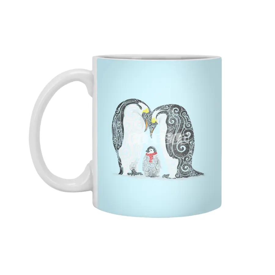 Swirly Penguin Family Beyaz Kupa