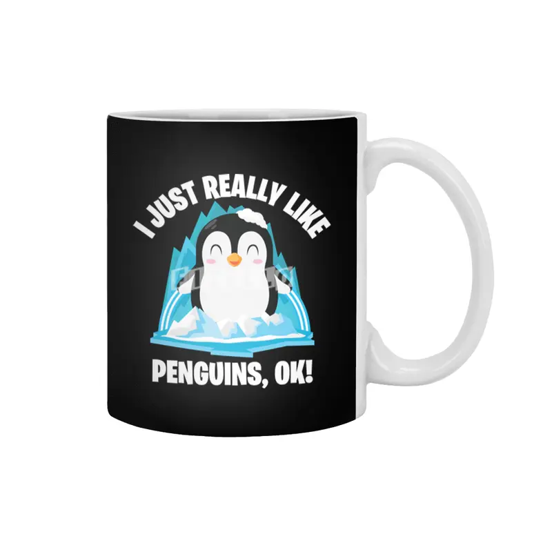 Funny Penguin Cute I Just Really Like Penguins OK Beyaz Kupa