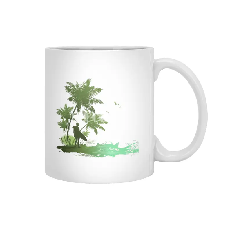 Beach seaside resort silhouette drawing Beyaz Kupa