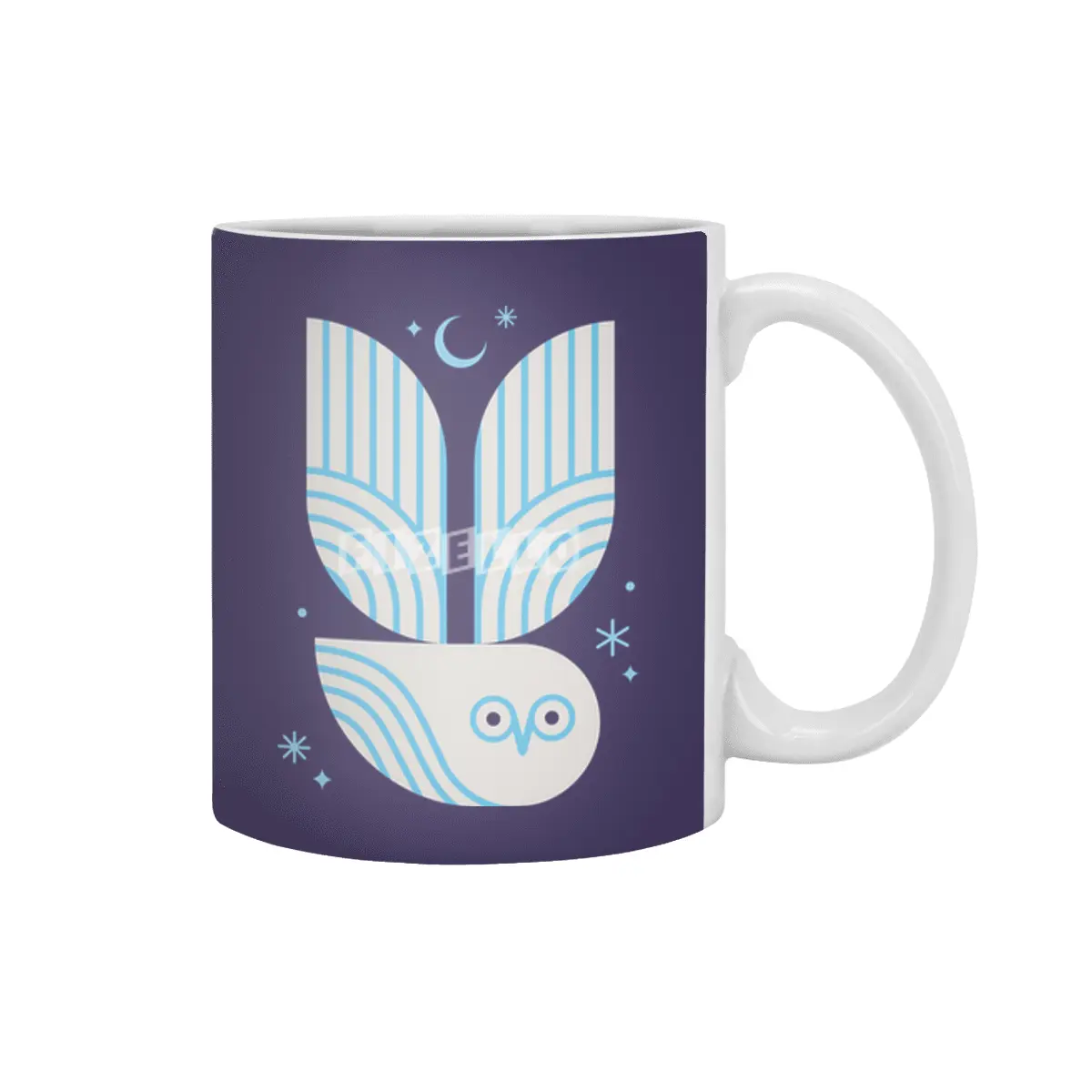 Snowy Owl with Moon and Stars Beyaz Kupa