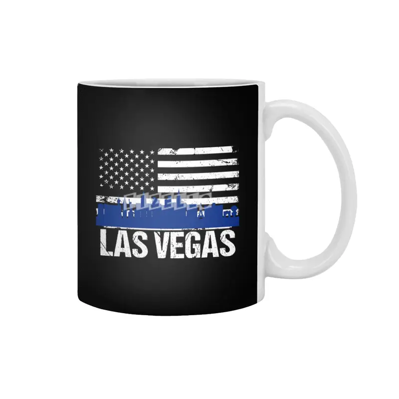 Las Vegas Skyline Silhouette on Distressed American Flag Beyaz Kupa