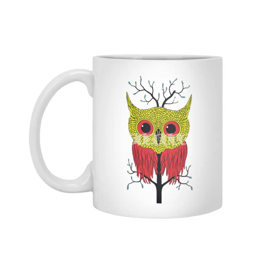 Autumn Owl Tree Beyaz Kupa