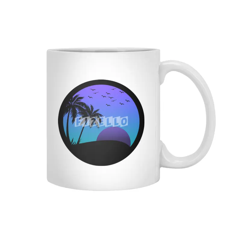 Beach Side Silhouette - Purple/Blue Beyaz Kupa