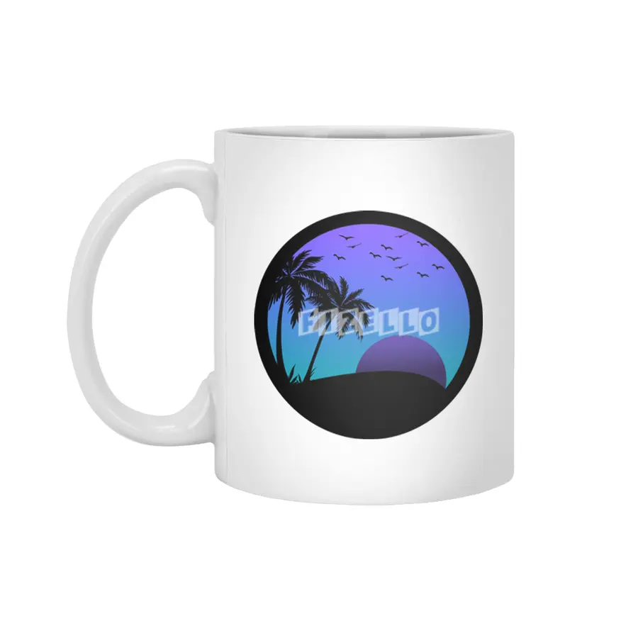 Beach Side Silhouette - Purple/Blue Beyaz Kupa