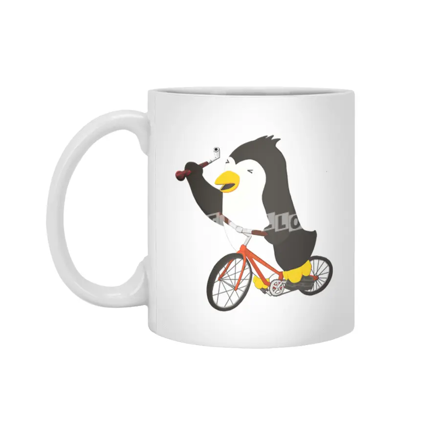 Cycling Penguin (w/ Piano Tuning Lever) Beyaz Kupa