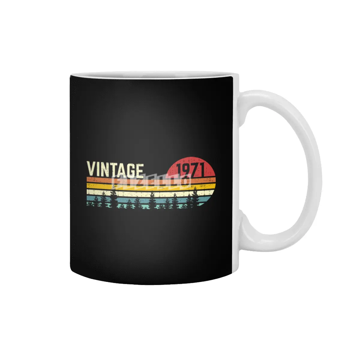 cool vintage sunset 1971 50th birthday 50 year old retro classic cute design distressed text Beyaz Kupa