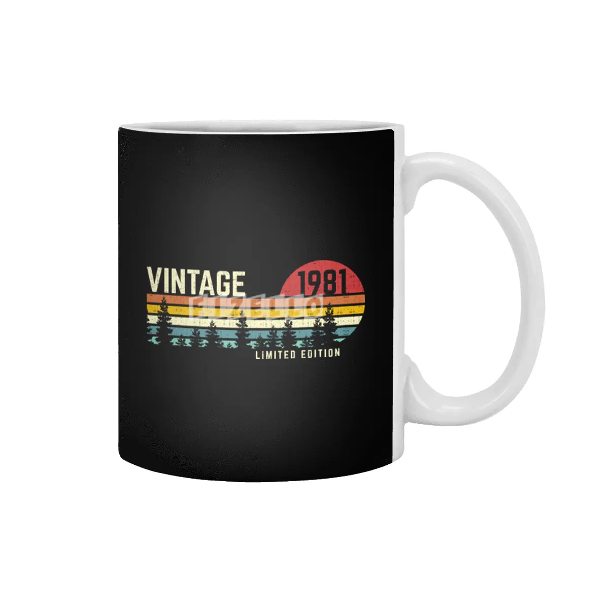 cool vintage sunset 1981 limited edition 40th birthday 40 year old retro classic cute design Beyaz Kupa