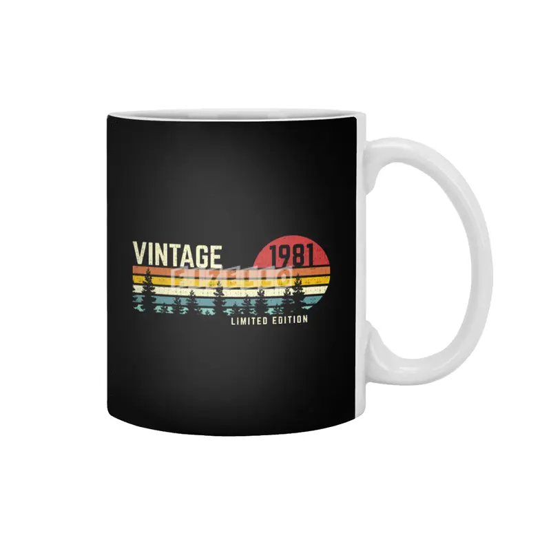 cool vintage sunset 1981 limited edition 40th birthday 40 year old retro classic cute design Beyaz Kupa