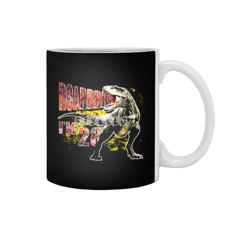 28th Birthday Gift 28 Year Old Dinosaurs Birthday Present Beyaz Kupa