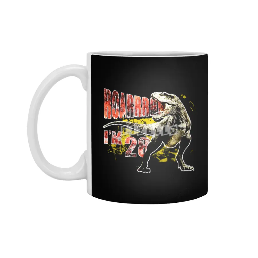 28th Birthday Gift 28 Year Old Dinosaurs Birthday Present Beyaz Kupa