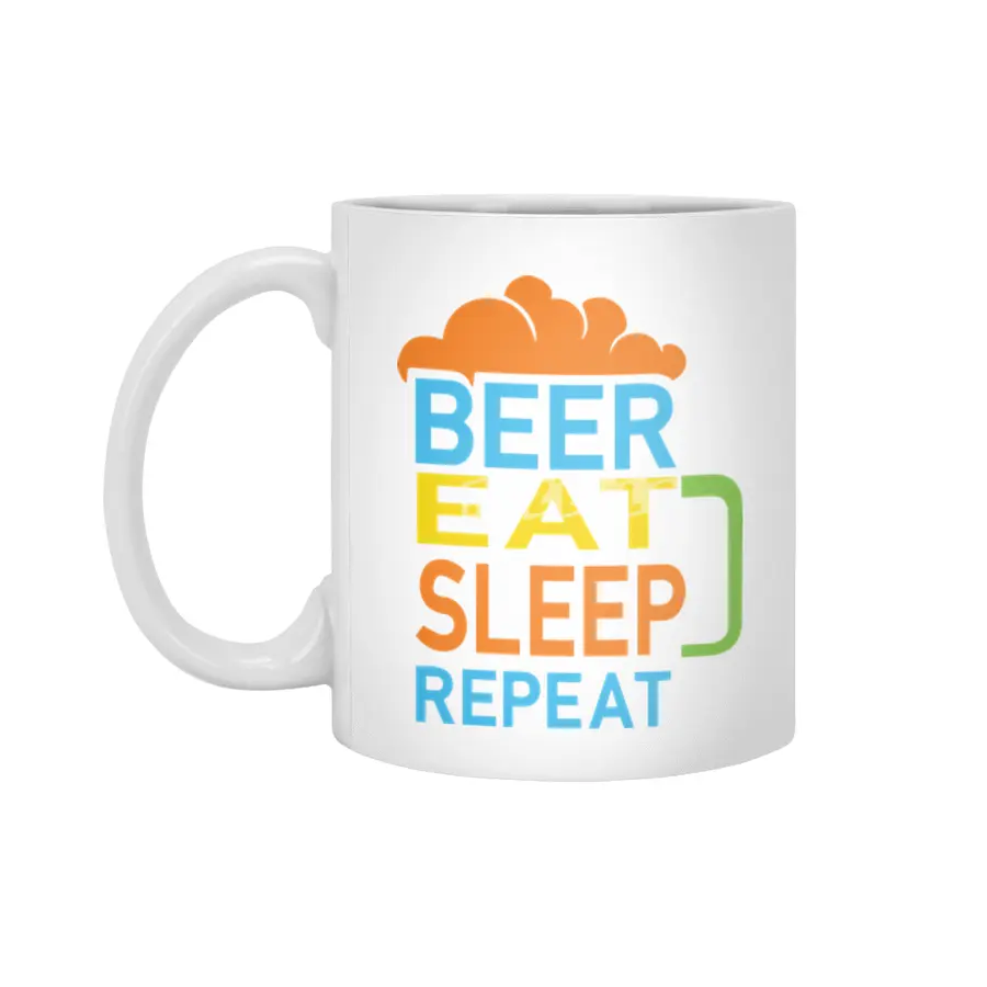 Beer Eat Sleep Repeat Beyaz Kupa