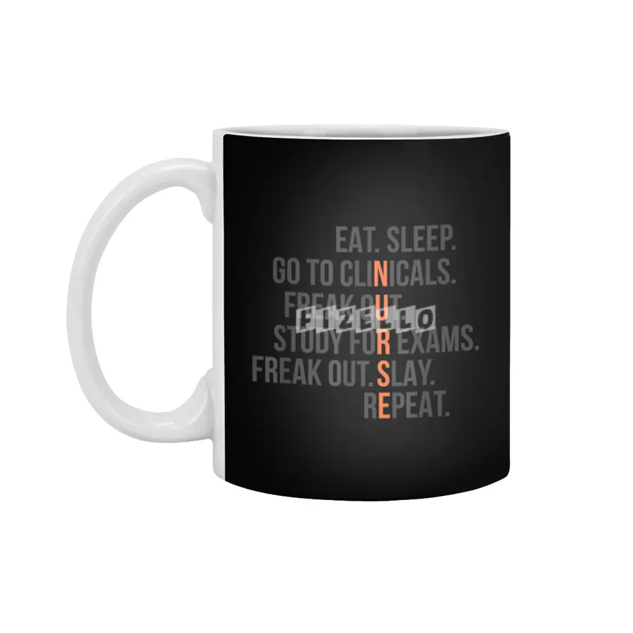Funny Nurse Shirt Eat Sleep RN LPN Clinicals Nursing Tee Beyaz Kupa
