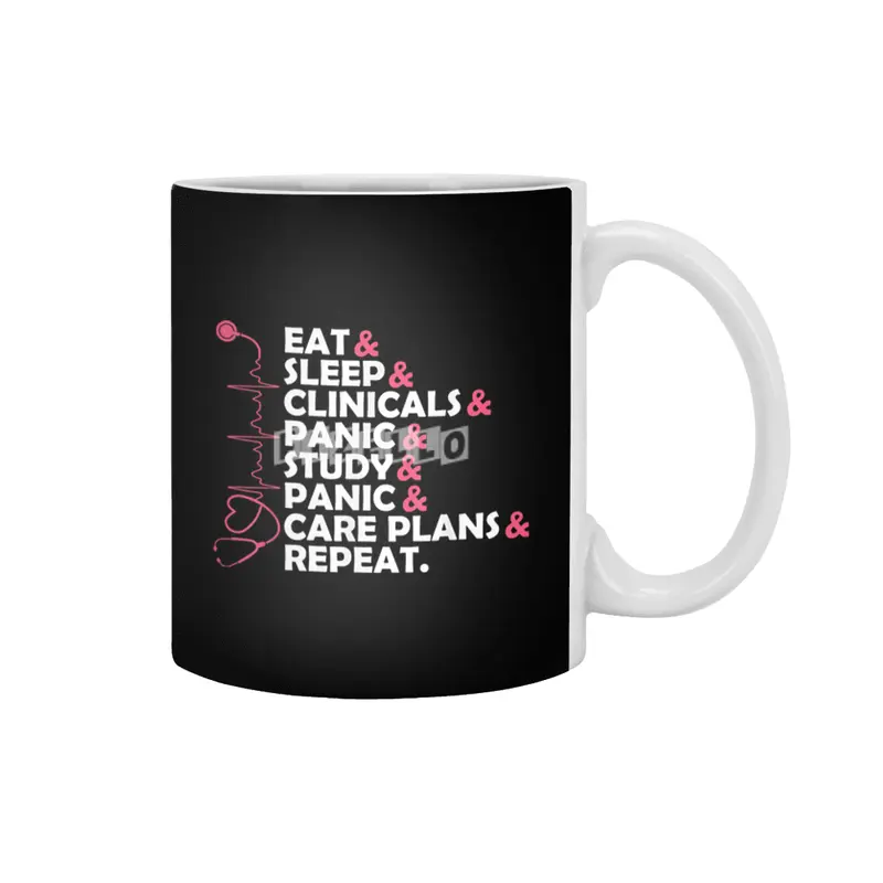 Funny Quote Nurse Day Nursing Students Eat Sleep Gift Tshirt T-Shirt Beyaz Kupa