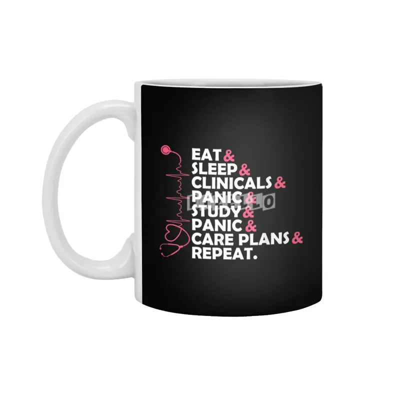 Funny Quote Nurse Day Nursing Students Eat Sleep Gift Tshirt T-Shirt Beyaz Kupa