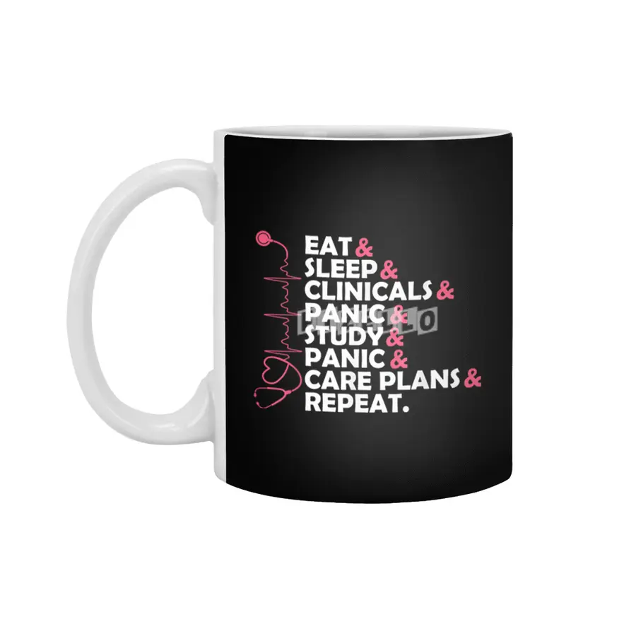 Funny Quote Nurse Day Nursing Students Eat Sleep Gift Tshirt T-Shirt Beyaz Kupa
