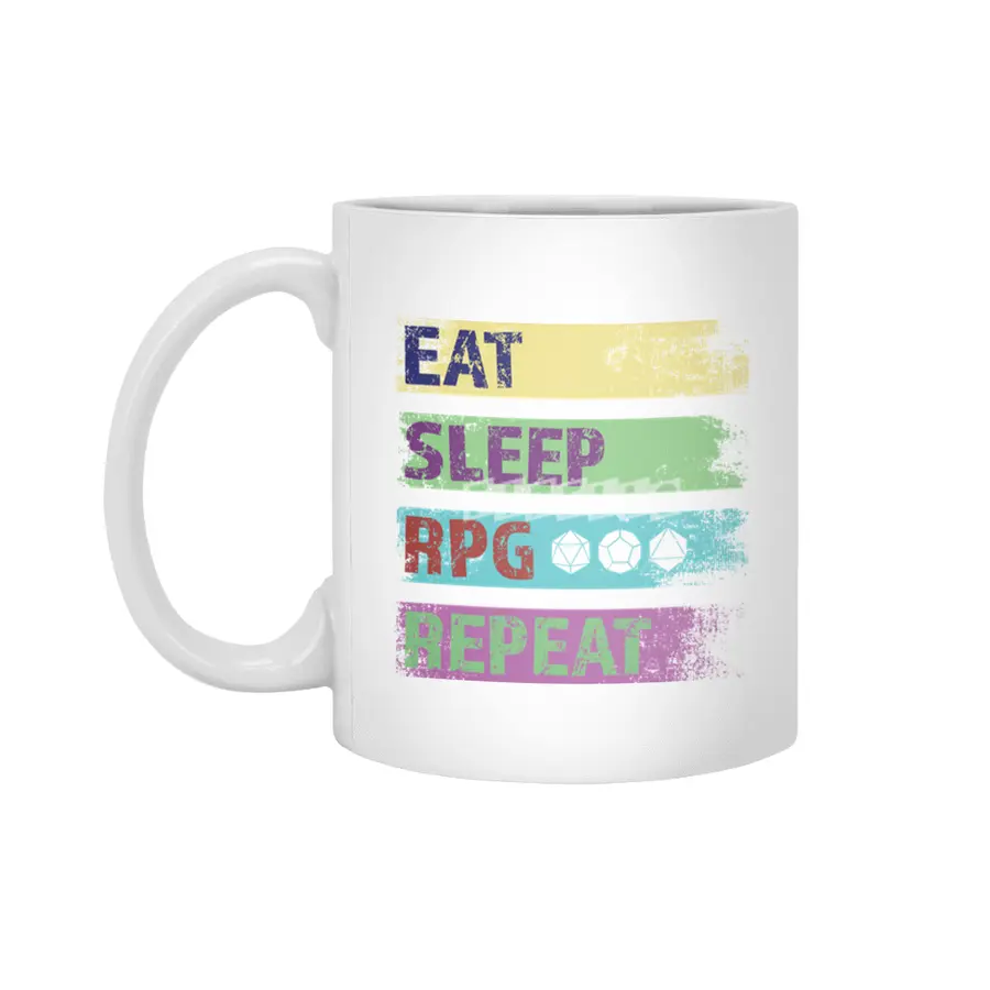 RPG - Eat Sleep RPG Repeat Geeky Gamer Beyaz Kupa